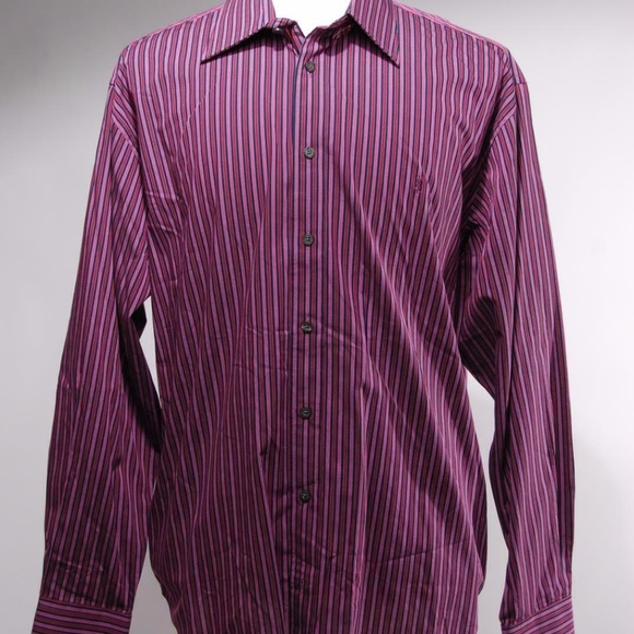 Yves Saint Laurent Burgundy Pink Black Mens Shirt